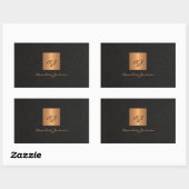 黒の金ゴールドパーソナライズされたモノグラムのスクリプト名 長方形シール (シート)