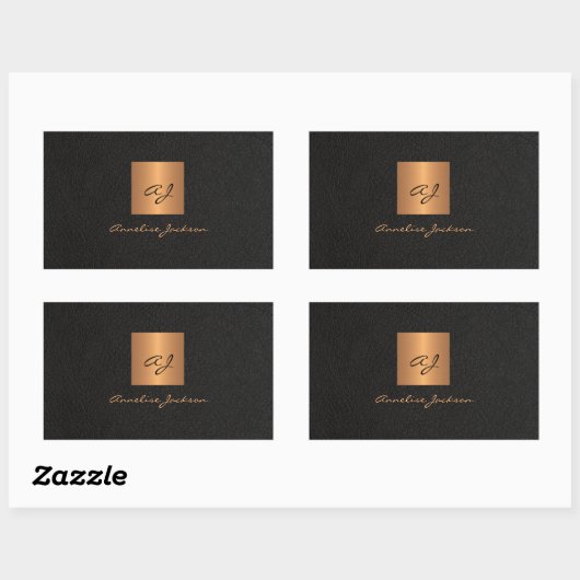 黒の金ゴールドパーソナライズされたモノグラムのスクリプト名 長方形シール (シート)