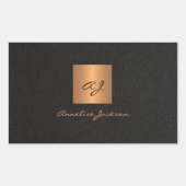 黒の金ゴールドパーソナライズされたモノグラムのスクリプト名 長方形シール (正面)