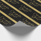 黒の金ゴールドパーソナライズされた名おめでとうグラード ラッピングペーパー (角)