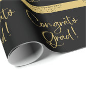 黒の金ゴールドパーソナライズされた名おめでとうグラード ラッピングペーパー (ロールコーナー)