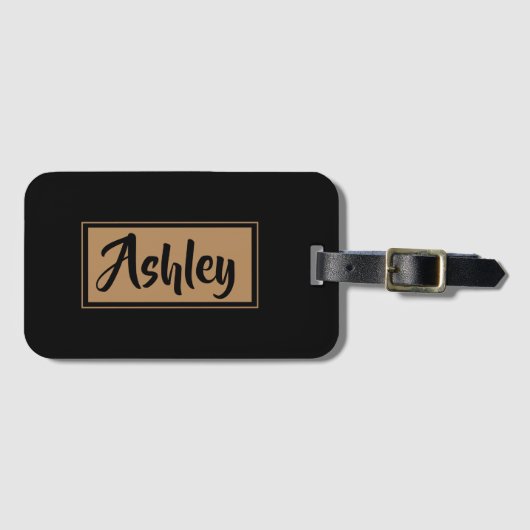 黒の金ゴールドパーソナライズされた荷物タグの追加 ラゲッジタグ (正面横)