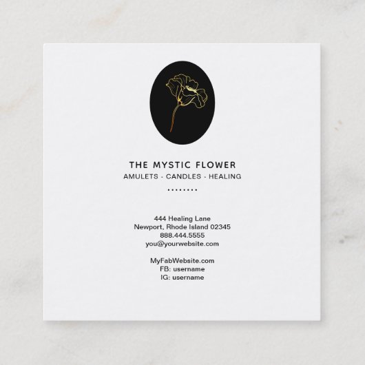 *~*黒の金ゴールドフローラ星神秘の花 スクエア名刺 (裏面)