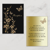 黒の金ゴールドフローラ蝶エンクロージャカード エンクロージャーカード (正面/裏面)