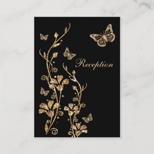 黒の金ゴールドフローラ蝶エンクロージャカード エンクロージャーカード (正面)
