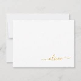 黒の金ゴールドモダンスクリプガーリートのモノグラム名 サンキューカード