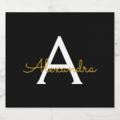 黒の金ゴールドモダンスクリプガーリートのモノグラム名 ビールラベル (シングルラベル)