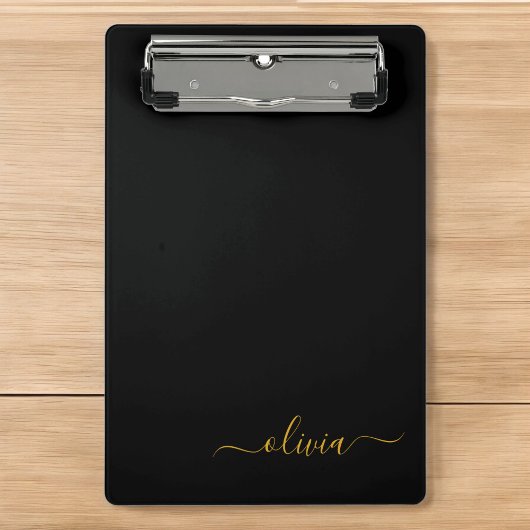 黒の金ゴールドモダンスクリプガーリートのモノグラム名 ミニクリップボード