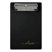 黒の金ゴールドモダンスクリプガーリートのモノグラム名 ミニクリップボード (正面)