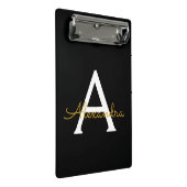 黒の金ゴールドモダンスクリプガーリートのモノグラム名 ミニクリップボード (アングル)