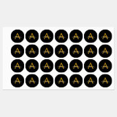 黒の金ゴールドモダンスクリプガーリートのモノグラム名 ラベル (シート)