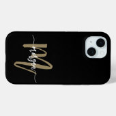 黒の金ゴールドモダンスクリプガーリートのモノグラム名 Case-Mate iPhoneケース (裏面 (横))