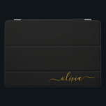黒の金ゴールドモダンスクリプガーリートのモノグラム名 iPad PROカバー<br><div class="desc">黒と金ゴールドシンプルのスクリプトのモノグラム名ラップトップのケース。これは、最高の甘い16歳の誕生日、結婚ブライダルシャワー、記念日、赤ちゃんシャワーまたはバチェロレッテギフトを作る誰かがグラームの豪華さとシックなスタイルを愛する。</div>