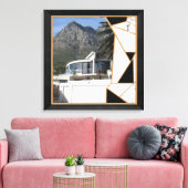 黒の金ゴールドモダン幾何学的抽象芸術 キャンバスプリント (インサイチュ (リビング))