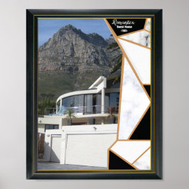 黒の金ゴールドモダン幾何学的抽象芸術 ポスター