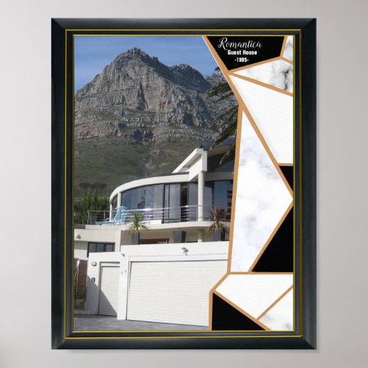 黒の金ゴールドモダン幾何学的抽象芸術 ポスター (正面)