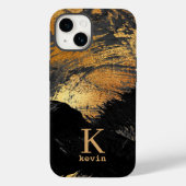 黒の金ゴールドモノグラムの名エレガント Case-Mate iPhoneケース (裏面)