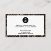 黒の金ゴールド大理石モダンスクリプトありがとう 名刺 (裏面)