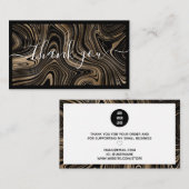黒の金ゴールド大理石モダンスクリプトありがとう 名刺 (正面/裏面)