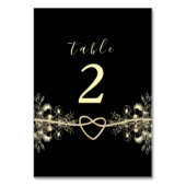 黒の金ゴールド結婚フローラのテーブル番号 テーブルナンバー (正面)