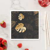 黒の金ゴールド葉 スタンダードランチョンナプキン (インサイチュ)