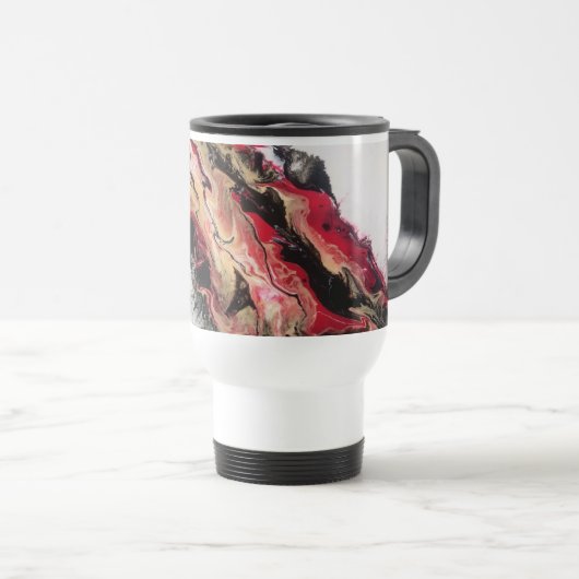 黒の金ゴールド赤の負の宇宙抽象芸術 トラベルマグ (正面右)