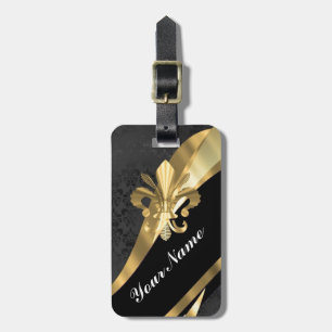 黒の金ゴールドfleur de lys ラゲッジタグ