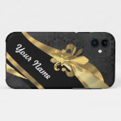 黒の金ゴールドfleur de lys Case-Mate iPhoneケース (裏面(横))