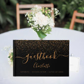 黒の金色のコンフェッティ卒業パーティー ゲストブック