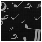 黒の銀製灰色の音符 ファブリック (クローズアップ)