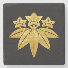 黒の鎌倉Minamoto月曜日の日本のでフェイクな金ゴールド ストーンコースター