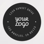 黒の防水ロゴとアドレス(または他の文字) ラベル (デザイン1)