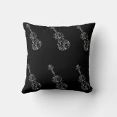 黒の陰刻バイオリンのスケッチ クッション (裏面)