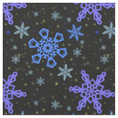 黒の雪片の青い紫色 ファブリック (クローズアップ)