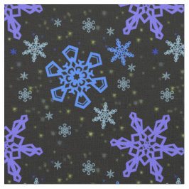 黒の雪片の青い紫色 ファブリック