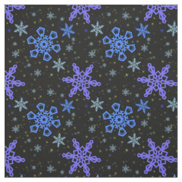 黒の雪片の青い紫色 ファブリック