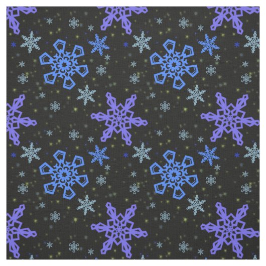 黒の雪片の青い紫色 ファブリック (見本)
