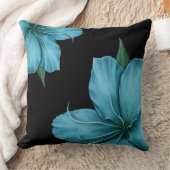 黒の青いユリ クッション (ブランケット)