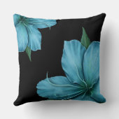 黒の青いユリ クッション (裏面)