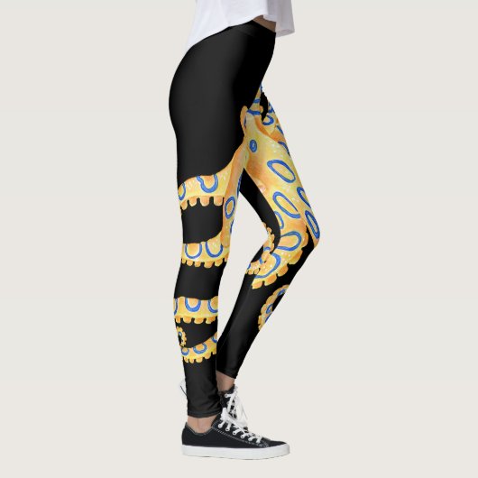 黒の青いリングのタコ レギンス (右)