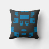 黒の青い正方形 クッション (裏面)