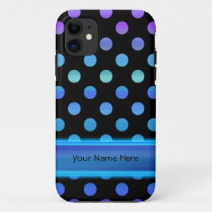 黒の青い紫色の点 iPhone 11 ケース