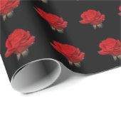 黒の非常に赤いバラ ラッピングペーパー (ロールコーナー)