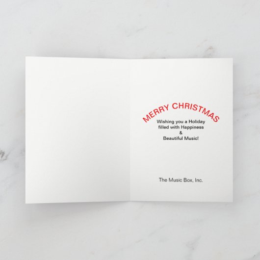 黒の音楽的なGクレフ、音符記号のクリスマスの挨拶 シーズンカード (内部)