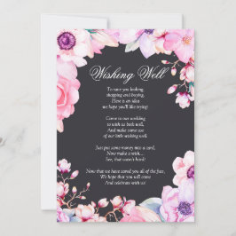 黒の願い事の井戸にバラ色の花 招待状