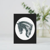 黒の馬術用馬の肖像 ポストカード (スタンド正面)