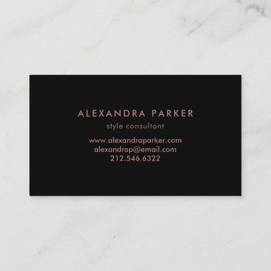 黒の魅力的なアールデコパターン|のどのばら色の金ゴールド 名刺 (裏面)