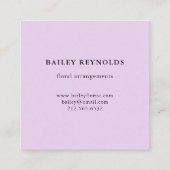 黒の鮮やかな紫色の水彩画の花 スクエア名刺 (裏面)