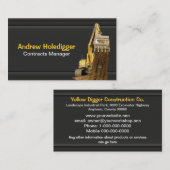 黒の黄色い掘削機 名刺 (正面/裏面)