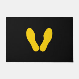 黒の黄色い足跡 ドアマット